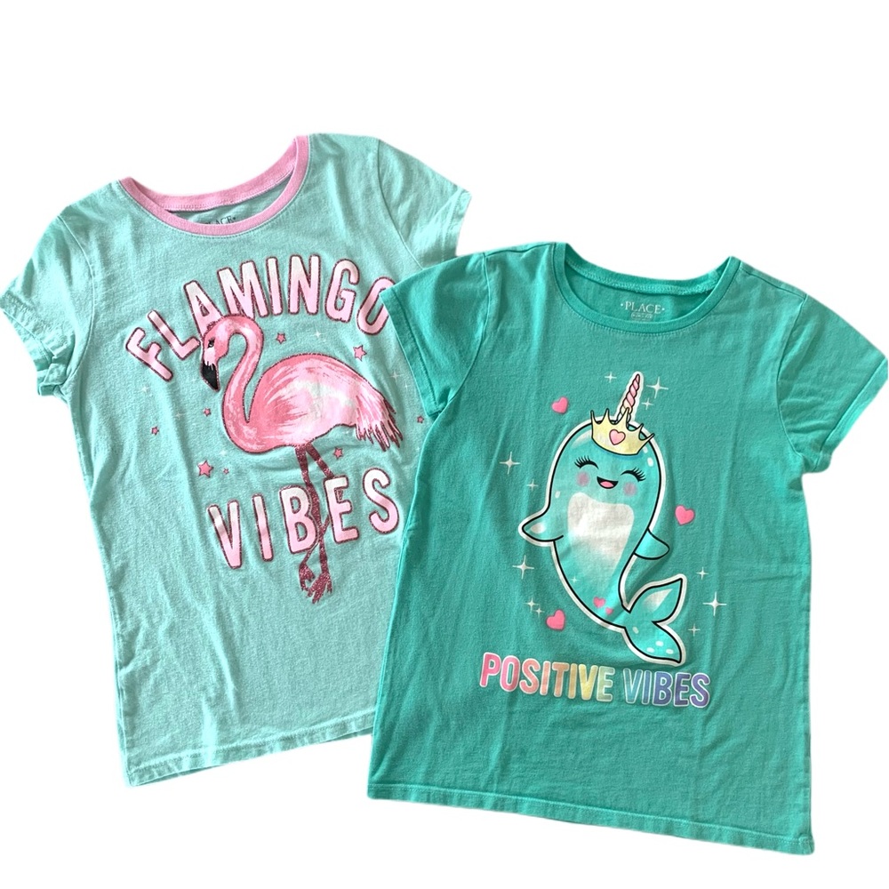 2-Pack Positive Vibes Design Tees. Pastel Green. M